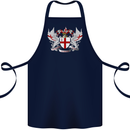 London Coat of Arms England St Georges Day Cotton Apron 100% Organic Navy Blue