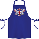London Coat of Arms England St Georges Day Cotton Apron 100% Organic Royal Blue