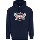 London Coat of Arms England St Georges Day Mens 80% Cotton Hoodie Navy Blue