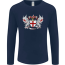 London Coat of Arms England St Georges Day Mens Long Sleeve T-Shirt Navy Blue