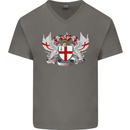 London Coat of Arms England St Georges Day Mens V-Neck Cotton T-Shirt Charcoal