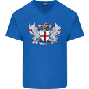London Coat of Arms England St Georges Day Mens V-Neck Cotton T-Shirt Royal Blue