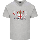 London Coat of Arms England St Georges Day Mens V-Neck Cotton T-Shirt Sports Grey