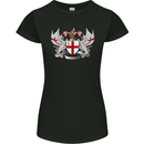 London Coat of Arms England St Georges Day Womens Petite Cut T-Shirt Black