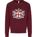 London Coat of Arms St Georges Day England Kids Sweatshirt Jumper Maroon