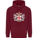 London Coat of Arms St Georges Day England Mens 80% Cotton Hoodie Maroon