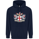 London Coat of Arms St Georges Day England Mens 80% Cotton Hoodie Navy Blue