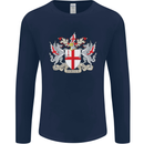 London Coat of Arms St Georges Day England Mens Long Sleeve T-Shirt Navy Blue