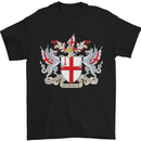 London Coat of Arms St Georges Day England Mens T-Shirt Cotton Gildan Black