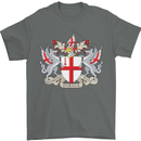 London Coat of Arms St Georges Day England Mens T-Shirt Cotton Gildan Charcoal