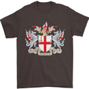 London Coat of Arms St Georges Day England Mens T-Shirt Cotton Gildan Dark Chocolate