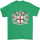 London Coat of Arms St Georges Day England Mens T-Shirt Cotton Gildan Irish Green