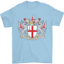 London Coat of Arms St Georges Day England Mens T-Shirt Cotton Gildan Light Blue