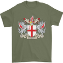 London Coat of Arms St Georges Day England Mens T-Shirt Cotton Gildan Military Green
