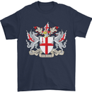 London Coat of Arms St Georges Day England Mens T-Shirt Cotton Gildan Navy Blue