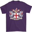 London Coat of Arms St Georges Day England Mens T-Shirt Cotton Gildan Purple