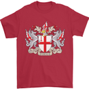 London Coat of Arms St Georges Day England Mens T-Shirt Cotton Gildan Red