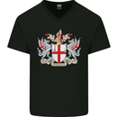London Coat of Arms St Georges Day England Mens V-Neck Cotton T-Shirt Black