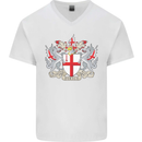 London Coat of Arms St Georges Day England Mens V-Neck Cotton T-Shirt White