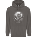 Lone Wolf In the Moonlight Mens 80% Cotton Hoodie Charcoal
