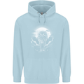 Lone Wolf In the Moonlight Mens 80% Cotton Hoodie Light Blue