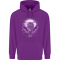 Lone Wolf In the Moonlight Mens 80% Cotton Hoodie Purple
