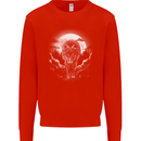 Lone Wolf In the Moonlight Mens Sweatshirt Jumper Bright Red