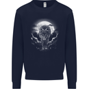 Lone Wolf In the Moonlight Mens Sweatshirt Jumper Navy Blue