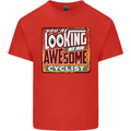 Looking at an Awesome Cyclist Cycling Mens Cotton T-Shirt Tee Top Red