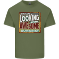 Looking at an Awesome Guitarist Guitar Mens Cotton T-Shirt Tee Top Military Green