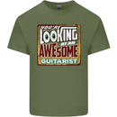 Looking at an Awesome Guitarist Guitar Mens Cotton T-Shirt Tee Top Military Green