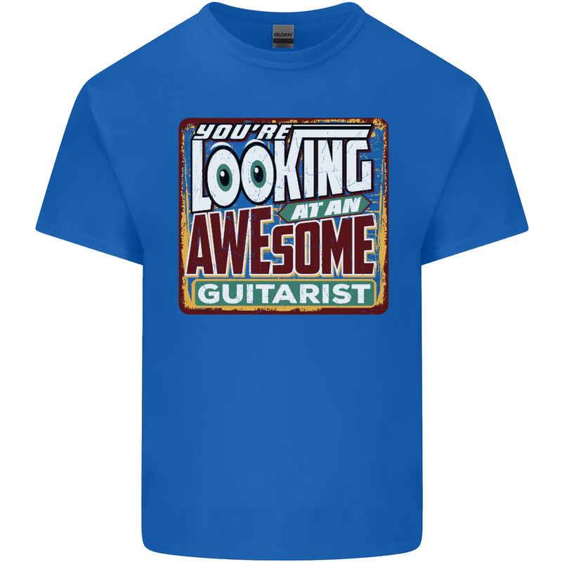 Looking at an Awesome Guitarist Guitar Mens Cotton T-Shirt Tee Top Royal Blue