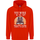 Lorry Driver You Work 9-5? Truck Funny Mens 80% Cotton Hoodie Bright Red