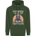 Lorry Driver You Work 9-5? Truck Funny Mens 80% Cotton Hoodie Forest Green