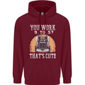 Lorry Driver You Work 9-5? Truck Funny Mens 80% Cotton Hoodie Maroon