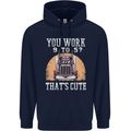 Lorry Driver You Work 9-5? Truck Funny Mens 80% Cotton Hoodie Navy Blue