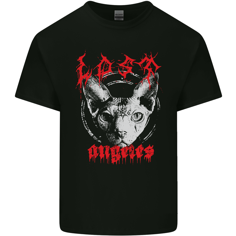 Lost Angels Demonc Evil Cat Heavy Metal Mens Cotton T-Shirt Tee Top Black