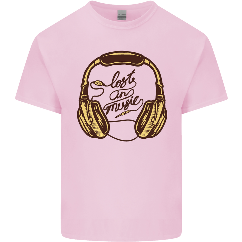 Lost in Music DJ DJing Headphones Dance Mens Cotton T-Shirt Tee Top Light Pink