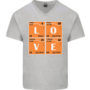 Love Periodic Table Chemistry Geek Funny Mens V-Neck Cotton T-Shirt Sports Grey