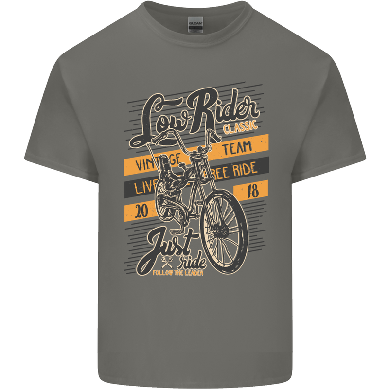 Low Rider Classic Chopper Biker Motorcycle Mens Cotton T-Shirt Tee Top Charcoal