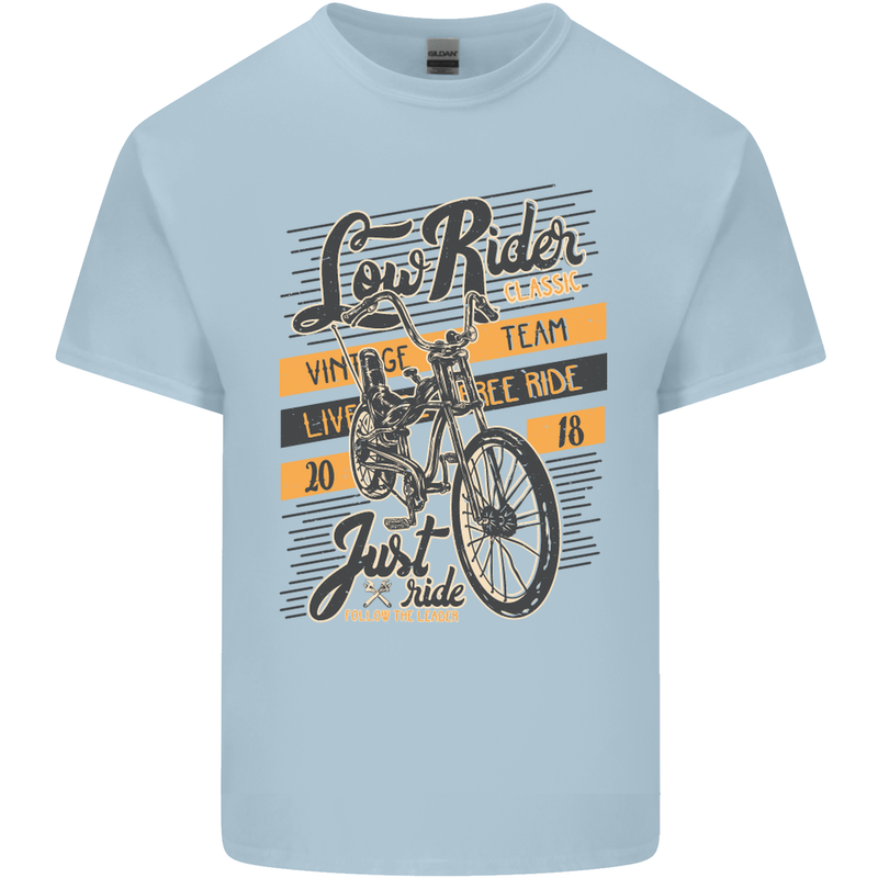 Low Rider Classic Chopper Biker Motorcycle Mens Cotton T-Shirt Tee Top Light Blue