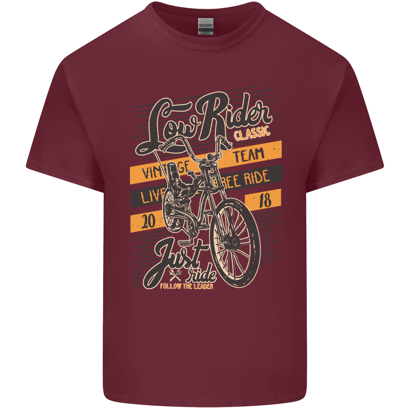 Low Rider Classic Chopper Biker Motorcycle Mens Cotton T-Shirt Tee Top Maroon