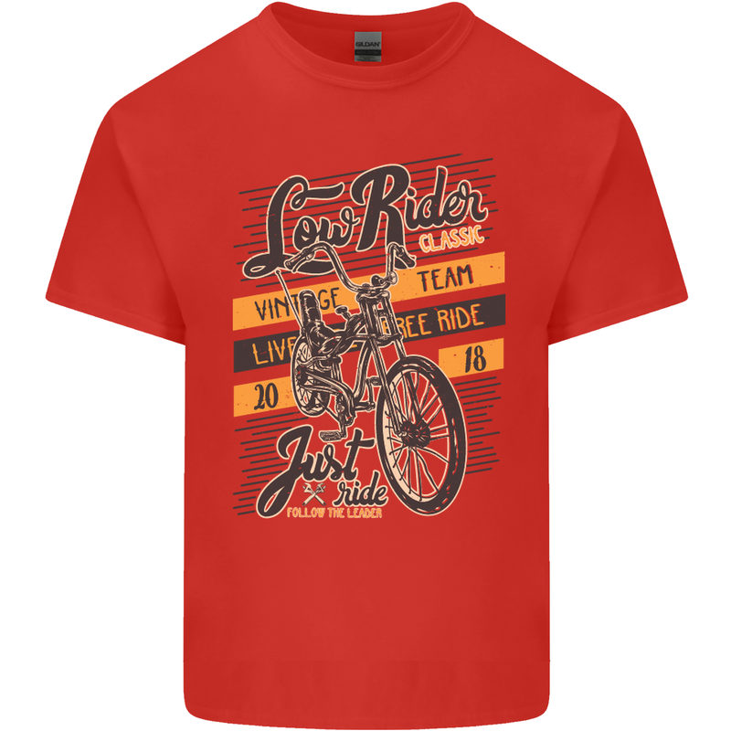 Low Rider Classic Chopper Biker Motorcycle Mens Cotton T-Shirt Tee Top Red