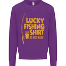 Lucky Fishing Fisherman Funny Kids Sweatshirt Jumper Purple