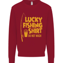 Lucky Fishing Fisherman Funny Kids Sweatshirt Jumper Red