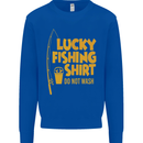 Lucky Fishing Fisherman Funny Kids Sweatshirt Jumper Royal Blue