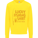 Lucky Fishing Fisherman Funny Kids Sweatshirt Jumper Yellow
