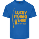 Lucky Fishing Fisherman Funny Kids T-Shirt Childrens Royal Blue