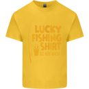 Lucky Fishing Fisherman Funny Kids T-Shirt Childrens Yellow