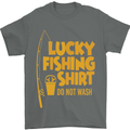 Lucky Fishing Fisherman Funny Mens T-Shirt Cotton Gildan Charcoal